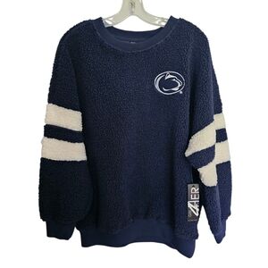 NWT Penn State Nittany Lions Sweatshirt Sherpa Fleece Size M Blue Cream Oversize